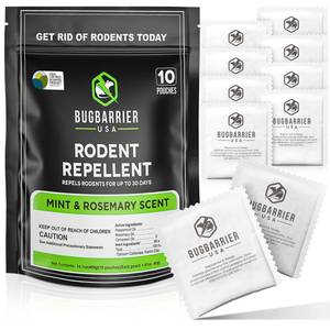 lot 12079 image: BugBarriers Extra-Strength Mouse Repellent Deterrent Pouches, USDA 99% Biobased, Peppermint & Rosemary Oils Repel Mice Nesting in Car, RV, Boat, Garage, Shed, Cabin Made in The USA (Pack of 10)