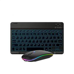 lot 12098 image: Ultra-Slim Lightweight Bluetooth Keyboard and Mouse Portable Mini Wireless Keyboard Rechargeable 7-Color Backlit for Apple iPad iPhone,Tablet iPhone Smartphone iOS Android Windows,Black