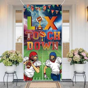 lot 12115 image: Football Party Decorations 2026, Super Football Door Cover for Front Door, Sport Theme Banner Backdrop for Game Day, 35x71 Inch