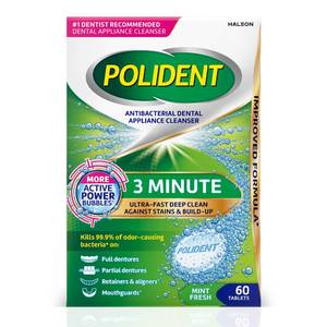 lot 12118 image: Polident 3 Minute Antibacterial Dental Appliance Cleanser Tablets, Retainer Cleaner Tablets, 60 Count