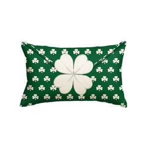 lot 12122 image: AVOIN colorlife Clover St Patricks Day Shamrock Green Throw Pillow Cover, 12 x 20 Inch Envelope Cushion Case Decoration for Sofa Couch