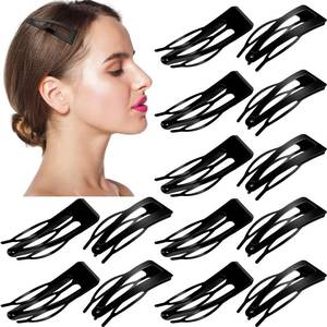 lot 12130 image: Chinco 24 Pcs Double Grip Hair Clips Metal Snap Clips Women Barrettes for Hair Making, Salon Supplies(Black,2.8 Inch)
