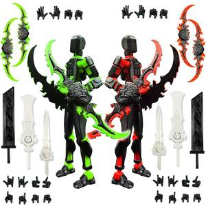 lot 12149 image: T13 New Action Figure Set (Assembly Completed), 3D Printed Multi-Jointed Movable Titan 13 Dummy Lucky 13 Mobile Robot, Nova 13 Action Figures Desktop Decorations for Game Lovers Toy (Black Red Green�� (Used)