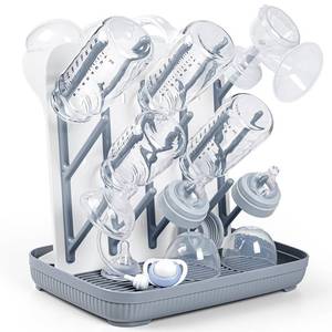 lot 15033 image: Termichy Baby Bottle Drying Rack Large Vertical Bottle Dryer Rack Holder - Space Saving Standing Drying Rack for Baby Bottles and Pump Part Cleaning (Gray)