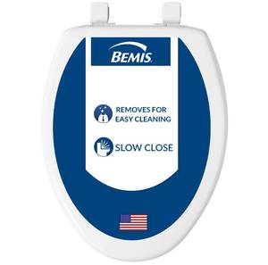 lot 15044 image: Bemis 7300SLEC Slow Close Toilet Seat, Easy Clean Hinges and Durable Plastic Seat, Made in USA, Elongated, White