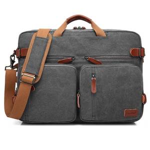lot 15062 image: CoolBELL Convertible Backpack Messenger Shoulder Bag Laptop Case Business Briefcase Multi-Functional Travel Handbag Fits 17.3 Inch Laptop for MenWomen (Canvas Dark Grey)