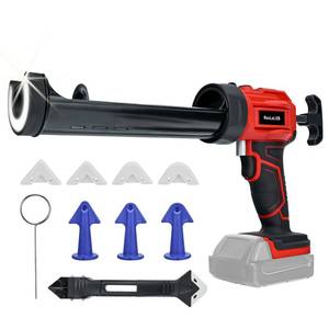 lot 15068 image: Cordless Caulking Gun for Milwaukee 18V Battery, Electric Caulk Adhesive Gun with 450lm LED Light, 4 Adjustable Speeds, Drip-free Caulk Gun, 10oz300ml Caulking Tool for Filling, Sealing(No Battery)