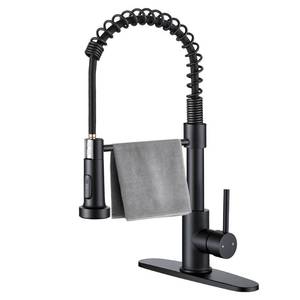 lot 15072 image: Durable Kitchen Sink Faucet with Sprayer, Compatible with 1 Hole or 3 Hole, 360° Rotatable Pull Out Kitchen Sink Faucets Single Handle Spring Kitchen Faucet Matte Black
