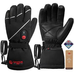 lot 15088 image: SAVIOR HEAT Heated Gloves for Men Women, 3M Rechargeable Electric Heated Leather Skiing and Snowboarding Gloves (L)