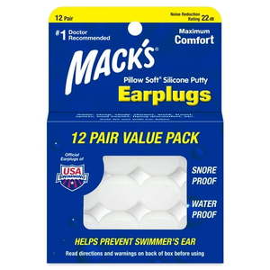 lot 16256 image: Mack s Pillow Soft Silicone Earplugs  12 Pair �� The Original Moldable Silicone Putty Ear Plugs for Sleeping  Snoring  Swimming  Travel  Concerts and Studying  Made in USA