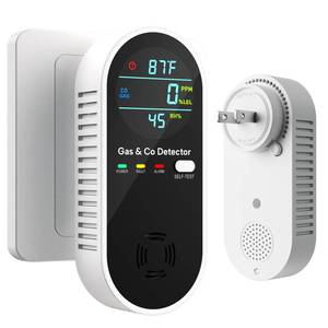 lot 16277 image: NICGOL 4 in 1 Upgraded Natural Gas Leak Detector and Carbon Monoxide Detectors, Dual Sensor Gas Leak Detector & Carbon Monoxide Detectors Plug in (Temperature & Humidity) for Home, RV (Black)