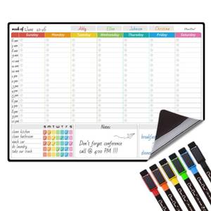 lot 16287 image: Magnetic Dry Erase Weekly Calendar for Fridge - Large 17x12 Magnetic Weekly Planning Board with Hourly Time Slots - 6 Extra Fine Point Markers Included