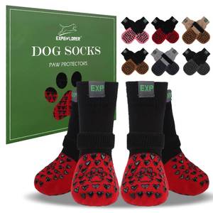 lot 16288 image: EXPAWLORER Anti Slip Dog Socks to Prevent Licking Paws - Dog Shoes for Hot Pavement, Dog Boots & Paw Protectors, Dog Booties for Hardwood Floors, Small Medium Large Senior Dogs XS