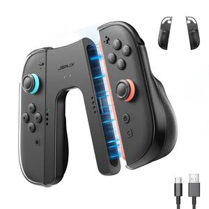 lot 16291 image: JSAUX Ergonomic Switch 2 Charging Grip for Switch 2, Magnetic Grip Controller Compatible with Switch 2 JoyPads, Play While Charging with LED Indicator& 1.5m4.9ft Charger Cable-Black
