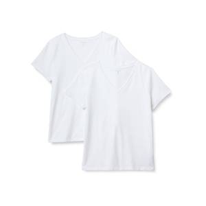 lot 16296 image: Amazon Essentials Womens Regular Fit 100% Cotton V-Neck Short Sleeve T-Shirt, Pack of 2, White, XX-Large
