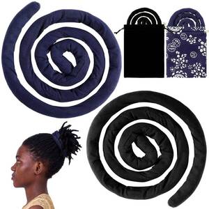 lot 16300 image: Hanaive 2 Pcs Spiral Lock Hair Tie Dreadlock Accessories, Aluminum Wire Embedded Bendable Loc Ponytail Holders for Women Men Thick Curly Locs Braids(Black, Navy Blue,Vintage)