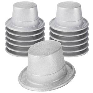 lot 16321 image: Hillban 12 Pack Silver Party Hats Top Glitter Plastic Sequin Hat Bulk Disco Costume Accessories for Magician Celebration Carnival Birthday Magic Supplies