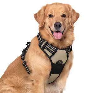 lot 16322 image: rabbitgoo Dog Harness No Pull with 2 Leash Clips, Adjustable Soft Padded, Reflective Oxford No Choke Pet Vest with Easy Control Handle for Large Dogs, Beige, XL