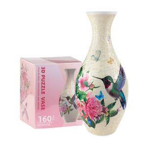 lot 16325 image: 3D Puzzles Vase for Adults, 160 Pieces Plastic DIY Unique Pattern Vase, Crafts for Adults, Housewarming Gift Birthday Gifts for Flower Arrangements and Home Decor (Flowers and Hummingbird)