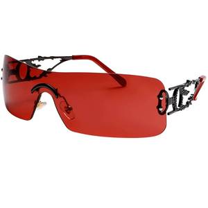 lot 16328 image: SENMARIES Rimless Y2k Sunglasses For Women Men Rectangle Vintage glasses Fashion Flame Metal Sunglass Frameless Retro Eyewear