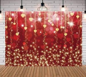lot 16355 image: Romantic Valentines Day Photo Backdrop Gold Glitter Flash Love Heart Photography Background for Bridal Shower Wedding Photo Studio Banner 7x5ft
