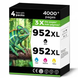 lot 16356 image: 952XL Ink Cartridges Black Color Combo Pack Replacement for HP 952 XL for OfficeJet Pro 7740 952 952XL for 8210 8700 8702 8703 8710 8715 8720 8725 8730 8740 8200 8216 8716 7720 Printers KCMY 4-Pack