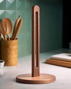 lot 16360 image: KitchLife Acacia Wooden Paper Towel Holder Countertop, 6.5 Jumbo Base, Fits Jumbo Rolls, Large Freestanding Dark Wood Paper Towel Stand Upgraded Dispenser Organizer with Non-Slip Base
