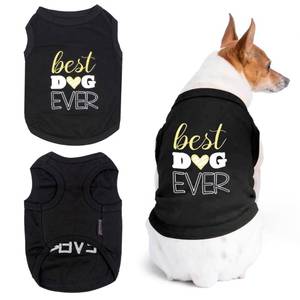 lot 16488 image: Parisian Pet Dog Shirt �� 100% Cotton Shirts for Large Dogs �� Black Sleeveless Puppy Clothes �� Lightweight and Breathable Best Dog Ever Clothes for Dogs - Stretchy Summer Pet T Shirts