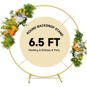 lot 17177 image: JEBUTU Balloon Arch Stand Metal Round Backdrop Stand Circle Balloon Arch Frame Wedding Arches 6.5FT for Ceremony Birthday Party Baby Shower Decoration