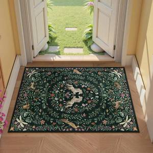 lot 17178 image: STARUIA Entryway Rug 2x3 Clearance - Door Mat Indoor Entrance Washable Rug, Vintage Animal Unicorn Floral Small Non-Slip Low Pile Throw Rugs for Kitchen, Front Door Indoor Entrance(Forest Green)