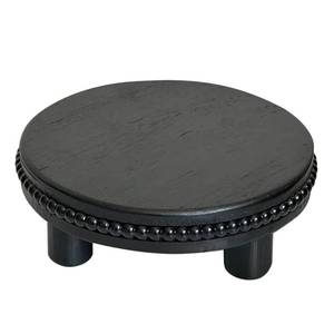 lot 17181 image: dwellington Farmhouse Beaded Wood Tray Risers for Display, 7.6�� Wooden Decorative Tray for Kitchen Home Decor, Display Pedestal Stand for Countertop, Black Round Wood Riser for Soap Dish