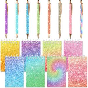 lot 18334 image: Sherr 16 Pcs Glitter Pens and Notebooks Set Mini Spiral Notepads Fancy Pens for Kids Girls Women Sparkly Sequins Journaling Ballpoint Christmas Birthday Gift Classroom Rewards(Macaron Colors)