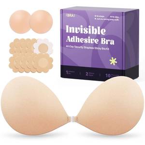 lot 18342 image: Invisible Strapless Sticky Bra Push up for Women, Ultra Adhesive Bra for Backless Dress, Cleavage Bra Lift Novelty Bras (B Cup, Beige)