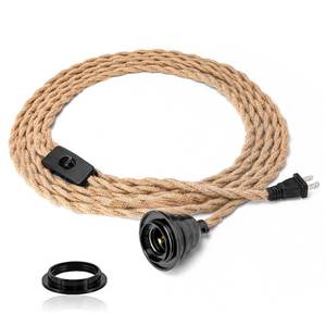 lot 18343 image: Industrial 15ft Pendant Light Cord - Hanging Light Kit with Switch Plug, Plug-in Pendant Light Cord Rope Pendant Lights Socket Set E26 E27 for Pendant Lamp Farmhouse Lamp Cable DIY Room Decor