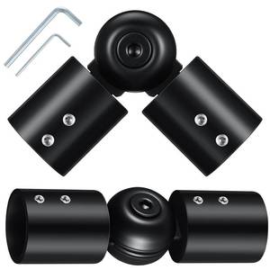 lot 18344 image: CroBlissful 2 Pcs Window Corner Curtain Rod Connector, Heavy Duty Adjustable Elbow Corner for 1 Inch Bay Windows Blinds(Black)
