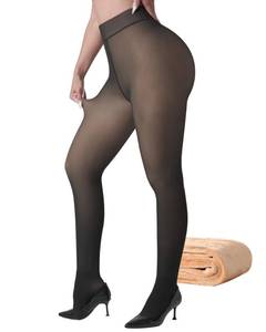 lot 18349 image: ATHVOTAR Fleece Lined Winter Tights Women - Thermal Warm Opaque Pantyhose Thick Sheer Leggings Black MediumLarge