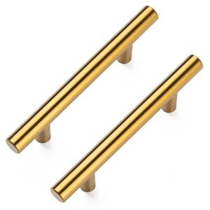 lot 18355 image: Aegero 10 Pack Cabinet Pulls Brushed Brass Stainless Cabinet Handles, for Kitchen and Bathroom Cabinets, 5 Inch Length, 3 Inch Hole Center