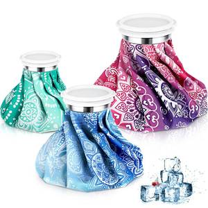 lot 18381 image: Nuanchu 3 Pieces Ice Bags for Injuries Reusable Ice Pack Hot Cold Water Bag 6, 9, 10 Inches Hot Cold Therapy and Pain Relief Pain Screw Top for Sports Knee Head Leg(Mandala Style)