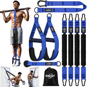 lot 19668 image: NTIUYOT Pull Up Assistance Bands, Heavy Duty Resistance Band with Handle, Pull Up Bar Assist Bands, Adjustable Height with Feet Straps, Portable Home Gym for Enhanced Strength, Muscle Training