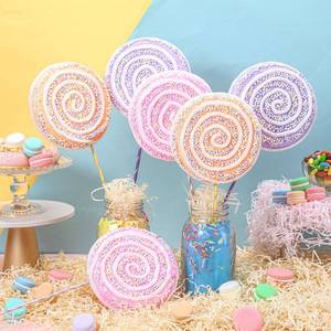 lot 19707 image: JellyArch 6 Pcs 16 Large Candy Party Decorations Giant Lollipop Candies Prop Decor with Sticks for Christmas Tree Pastel Lollipop Photo Prop for Valentines Birthday Candy Party(Macaron Color)
