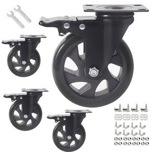 lot 19711 image: 5 Inch Caster Wheels, Casters Set of 4, Heavy Duty Casters with Brake 2200 Lbs,Swivel Caster Wheels with Top Plate, Industrial Caster Wheels for Workbench, Cart, Furniture