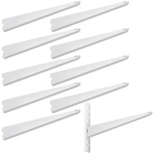 lot 19713 image: Yalikop 10 Pack Adjustable Shelf Brackets for Double Track System Closet Organization Heavy Duty Wire Shelf Brackets (White,11.5 Inches)