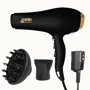 lot 19748 image: Blow Dryer - JINRI 2000W Diffuser Hair Dryer for Salon & Personal Use �� Powerful, Fast Drying with Diffuser & Nozzle for Women & Men, ALCI Safety Plug, Black
