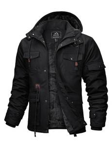 lot 19753 image: MAGCOMSEN Winter Coats for Mens Military Parka Jacket Fleece Lined Winter Cargo Jackets Black M