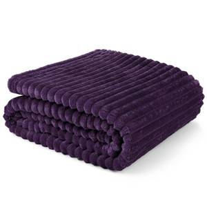 lot 19754 image: PAVILIA Super Soft Fleece Throw Blanket Twin Purple Eggplant, Fuzzy Plush Flannel Throw, Warm Cozy Ribbed Microfiber Blanket for Sofa Couch Bed, Lightweight Striped Blanket, Purple, 60x80