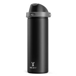 lot 19755 image: 24 oz Insulated Water Bottle for Sports Meoky Stainless Steel Water Bottle with 2-in-1 Straw and Spout Lid - Leak Proof, Cold for 24 Hours, Fits in Car Cup Holder, BPA-Free for Travel Gym, Night