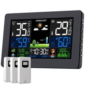 lot 19759 image: Weather Station Wireless Indoor Outdoor, Digital Outdoor Thermometer with 3 Sensor, Large Display Home Weather Stations with Weather Forecast, Atomic Clock, Barometric Pressure, Moon Phase