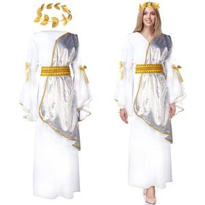 lot 19760 image: Geyoga 2 Pcs Greek Goddess Costume Toga Costume Women Halloween Greek Dress with Roman Crown Leaf Wreath(Large)