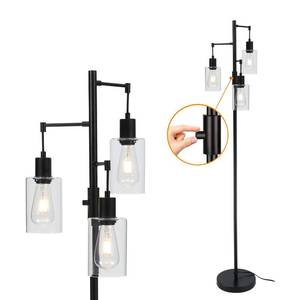 lot 19774 image: Liylan 3 Lights Floor Lamp, Industrial Tree Lamp for Living Room Bedroom, Black Modern Dimmable Farmhouse Standing Lamp, Tall Pole with Clear Glass Shade