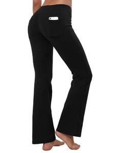 lot 20122 image: BUBBLELIME 29313335 4 Styles Womens Bootcut Yoga Pants Tummy Control - Back Pockets_Black(2) L_35 Inseam